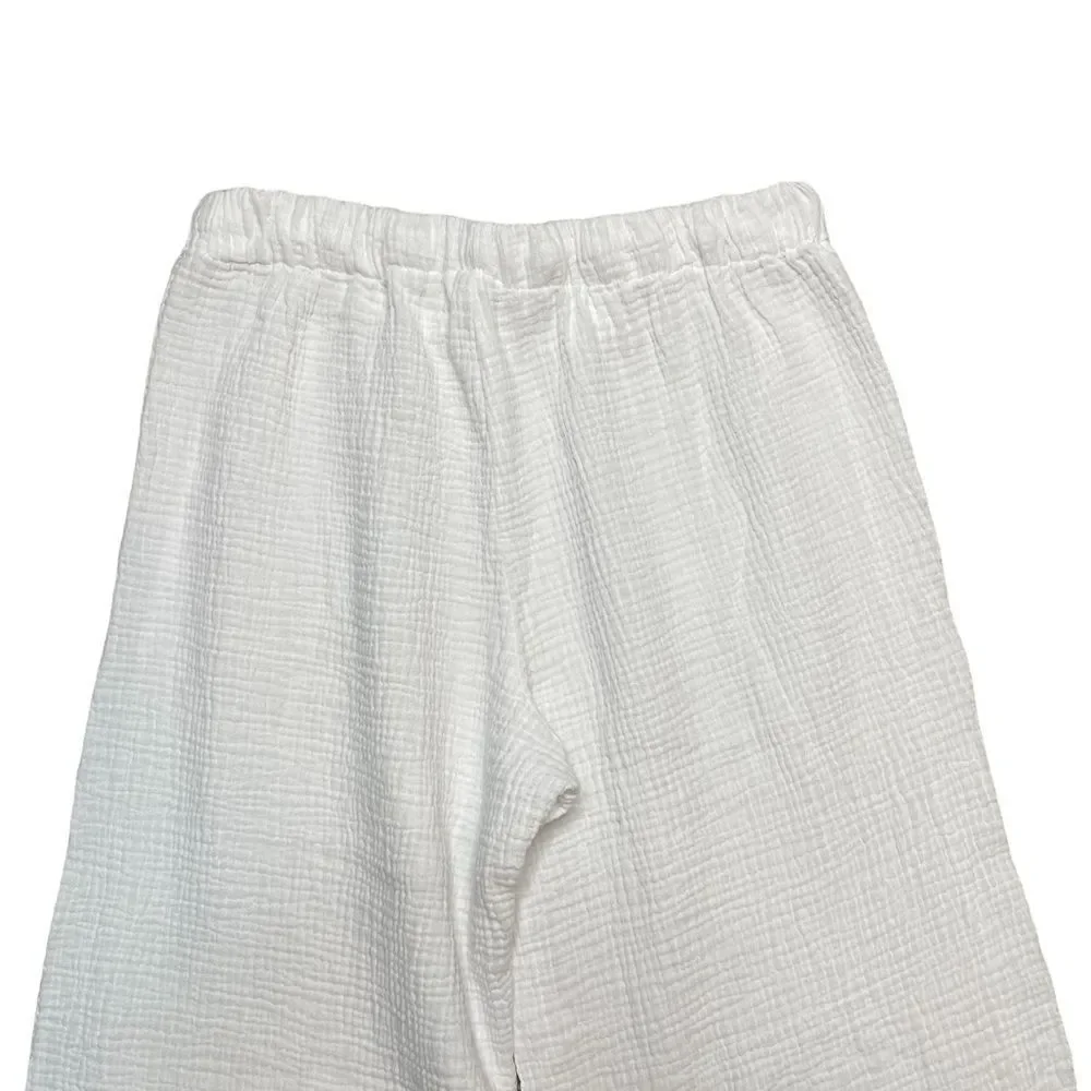 JOIE Cotton Textured Wide Leg Pants White Size Large - Picture 4 of 7